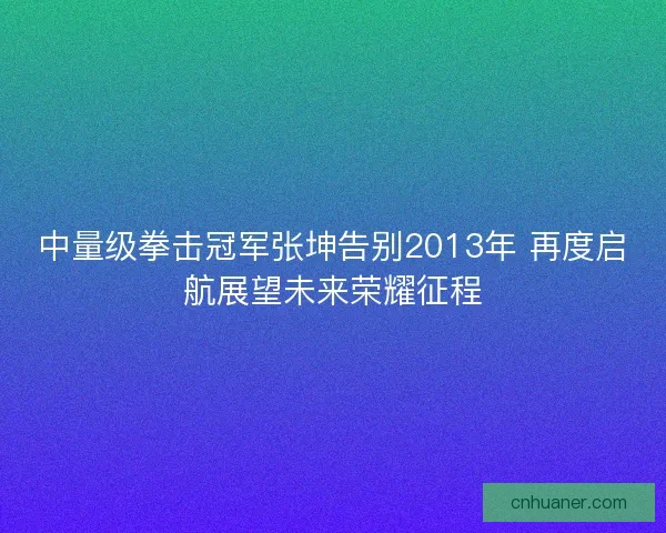 中量级拳击冠军张坤告别2013年 再度启航展望未来荣耀征程